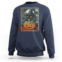 Funny Spooky Black Cat Eating Ramen Kawaii Japanese Halloween Sweatshirt - Wonder Print Shop