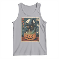 Funny Spooky Black Cat Eating Ramen Kawaii Japanese Halloween Tank Top - Wonder Print Shop