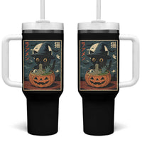 Funny Spooky Black Cat Eating Ramen Kawaii Japanese Halloween Tumbler With Handle - Wonder Print Shop