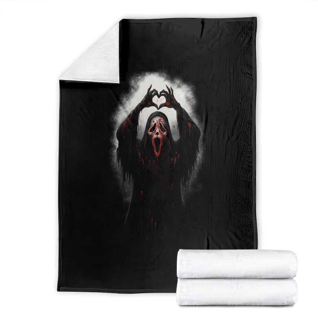 Funny Scary Face Ghost Hand Heart Sign Halloween Throw Blanket - Wonder Print Shop