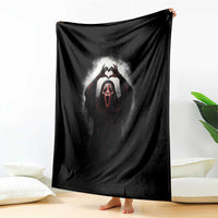 Funny Scary Face Ghost Hand Heart Sign Halloween Throw Blanket - Wonder Print Shop