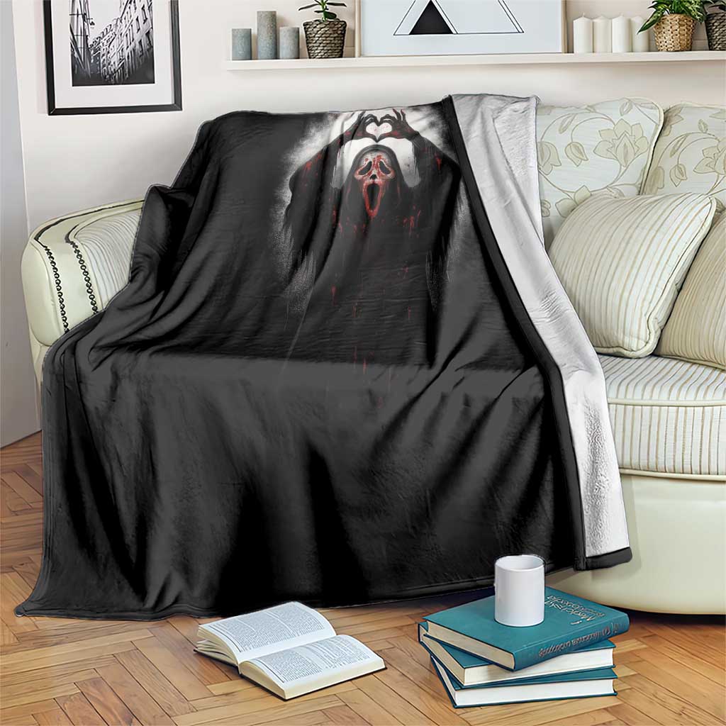 Funny Scary Face Ghost Hand Heart Sign Halloween Throw Blanket - Wonder Print Shop