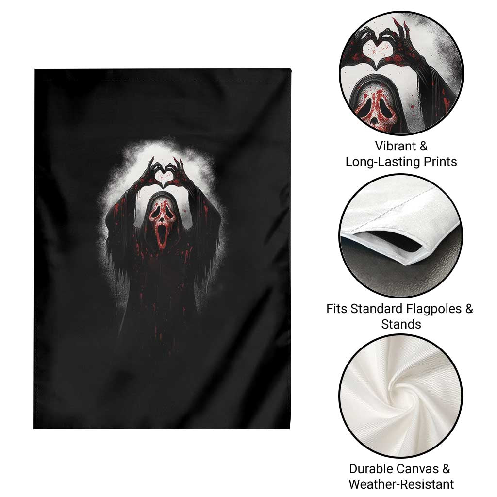 Funny Scary Face Ghost Hand Heart Sign Halloween Garden Flag - Wonder Print Shop