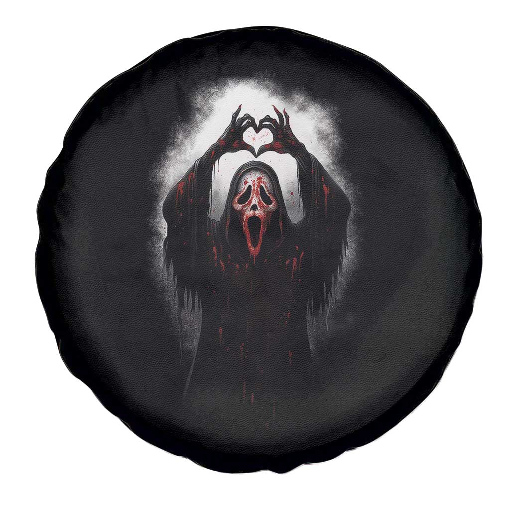 Funny Scary Face Ghost Hand Heart Sign Halloween Spare Tire Cover - Wonder Print Shop