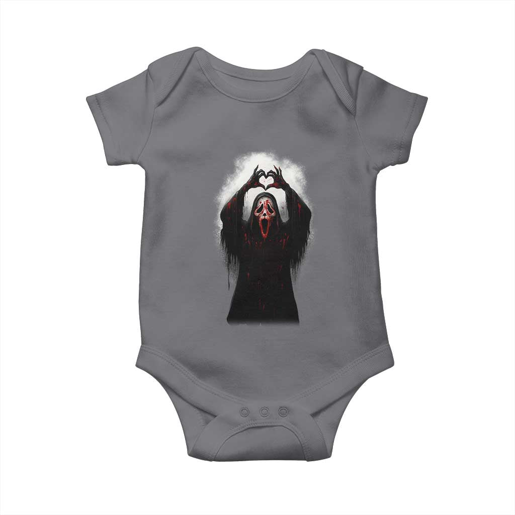 Funny Scary Face Ghost Hand Heart Sign Halloween Baby Onesie - Wonder Print Shop