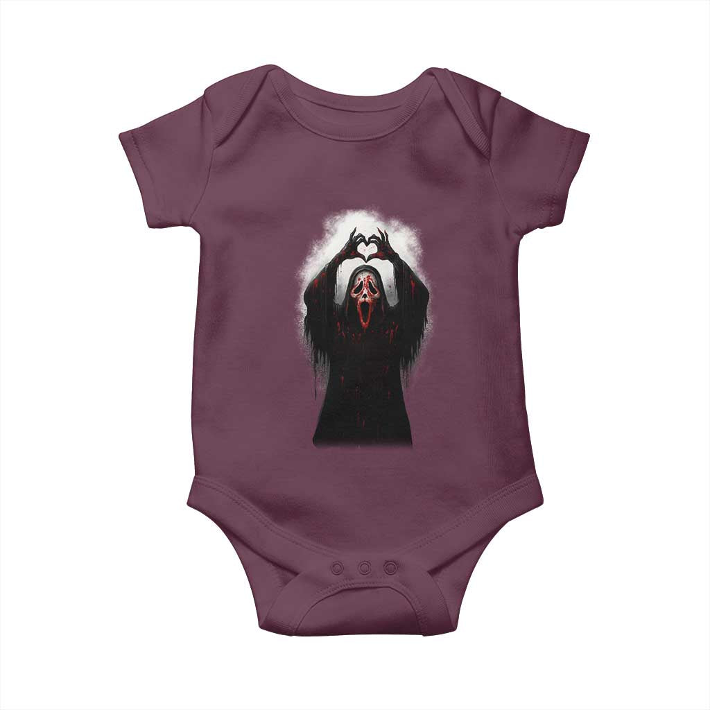 Funny Scary Face Ghost Hand Heart Sign Halloween Baby Onesie - Wonder Print Shop