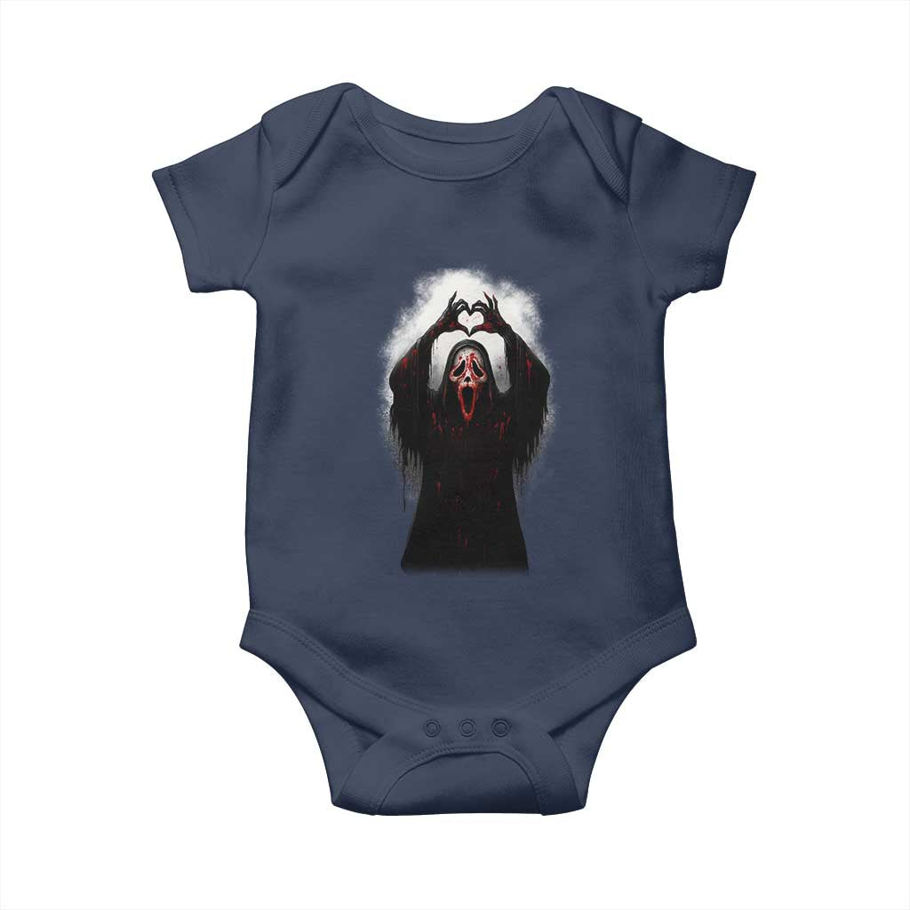 Funny Scary Face Ghost Hand Heart Sign Halloween Baby Onesie - Wonder Print Shop