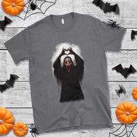Funny Scary Face Ghost Hand Heart Sign Halloween T Shirt - Wonder Print Shop