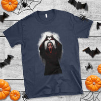 Funny Scary Face Ghost Hand Heart Sign Halloween T Shirt - Wonder Print Shop