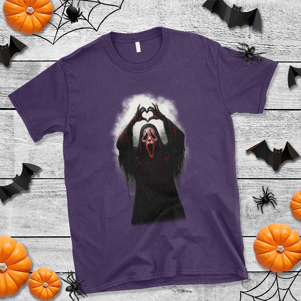 Funny Scary Face Ghost Hand Heart Sign Halloween T Shirt - Wonder Print Shop