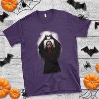 Funny Scary Face Ghost Hand Heart Sign Halloween T Shirt - Wonder Print Shop
