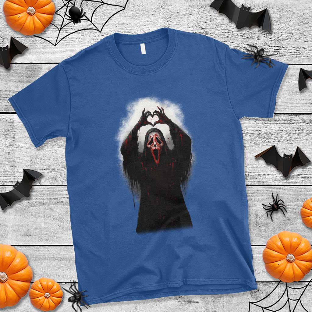 Funny Scary Face Ghost Hand Heart Sign Halloween T Shirt - Wonder Print Shop