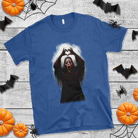 Funny Scary Face Ghost Hand Heart Sign Halloween T Shirt - Wonder Print Shop