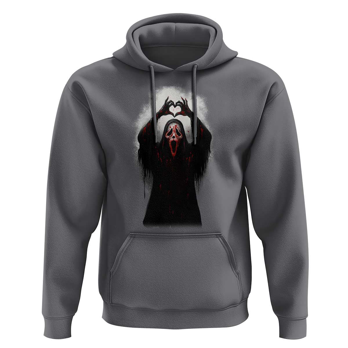 Funny Scary Face Ghost Hand Heart Sign Halloween Hoodie - Wonder Print Shop