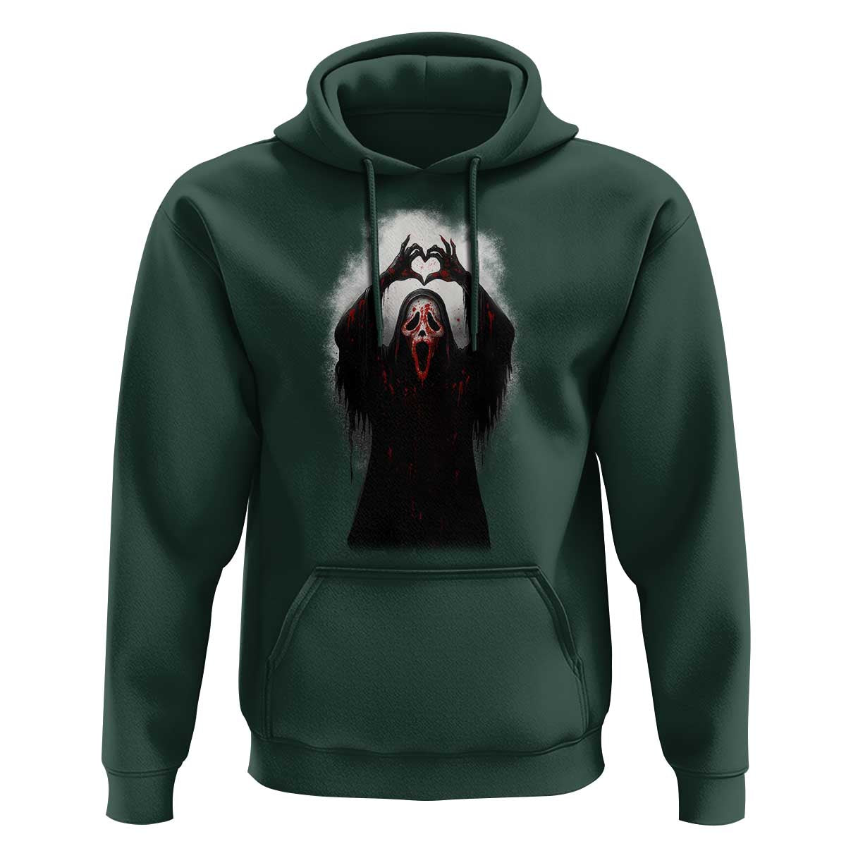 Funny Scary Face Ghost Hand Heart Sign Halloween Hoodie - Wonder Print Shop