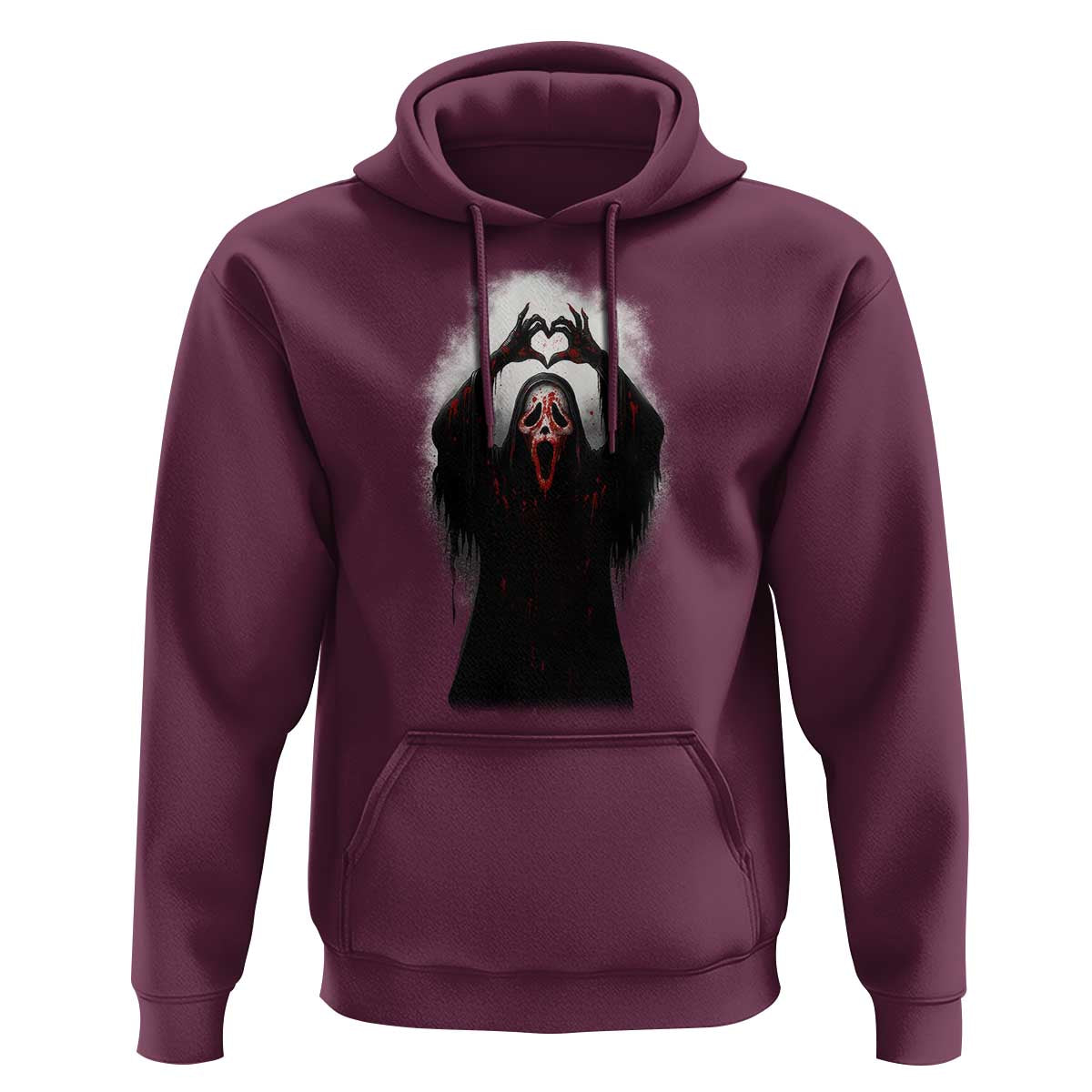 Funny Scary Face Ghost Hand Heart Sign Halloween Hoodie - Wonder Print Shop