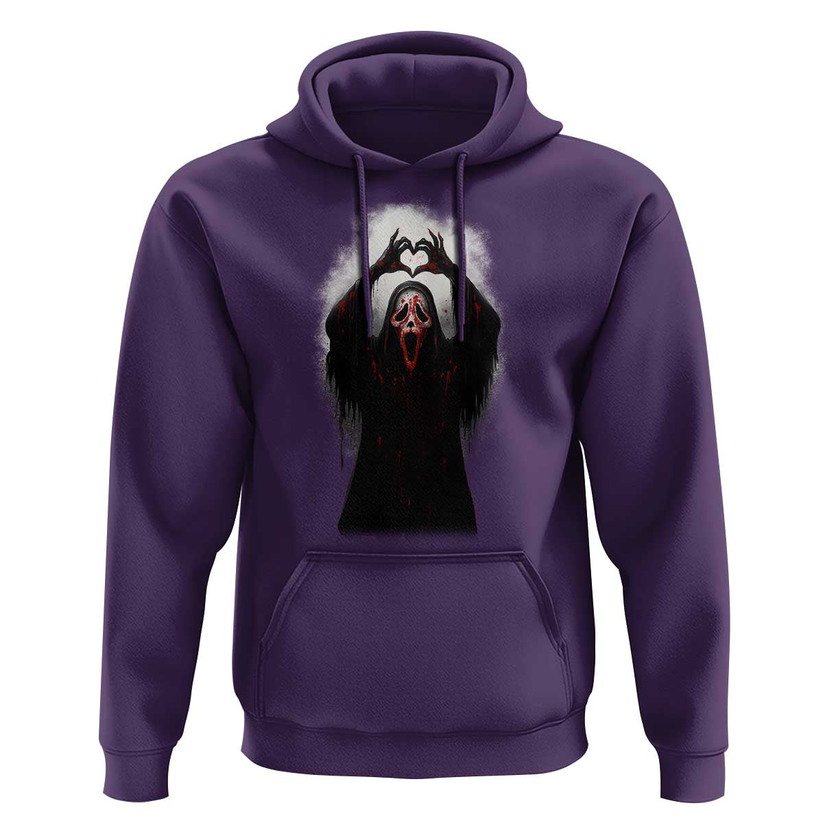 Funny Scary Face Ghost Hand Heart Sign Halloween Hoodie - Wonder Print Shop