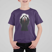 Funny Scary Face Ghost Hand Heart Sign Halloween T Shirt For Kid - Wonder Print Shop