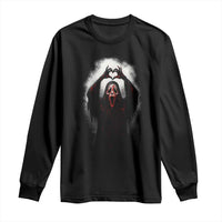 Funny Scary Face Ghost Hand Heart Sign Halloween Long Sleeve Shirt - Wonder Print Shop