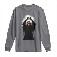 Funny Scary Face Ghost Hand Heart Sign Halloween Long Sleeve Shirt - Wonder Print Shop