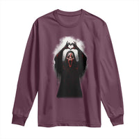 Funny Scary Face Ghost Hand Heart Sign Halloween Long Sleeve Shirt - Wonder Print Shop