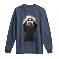 Funny Scary Face Ghost Hand Heart Sign Halloween Long Sleeve Shirt - Wonder Print Shop