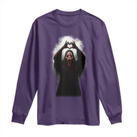 Funny Scary Face Ghost Hand Heart Sign Halloween Long Sleeve Shirt - Wonder Print Shop