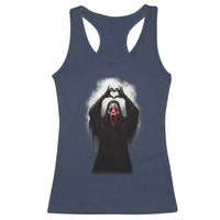 Funny Scary Face Ghost Hand Heart Sign Halloween Racerback Tank Top - Wonder Print Shop