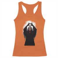 Funny Scary Face Ghost Hand Heart Sign Halloween Racerback Tank Top - Wonder Print Shop