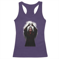 Funny Scary Face Ghost Hand Heart Sign Halloween Racerback Tank Top - Wonder Print Shop