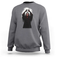 Funny Scary Face Ghost Hand Heart Sign Halloween Sweatshirt - Wonder Print Shop