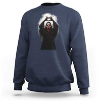 Funny Scary Face Ghost Hand Heart Sign Halloween Sweatshirt - Wonder Print Shop