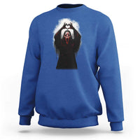 Funny Scary Face Ghost Hand Heart Sign Halloween Sweatshirt - Wonder Print Shop