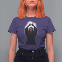 Funny Scary Face Ghost Hand Heart Sign Halloween T Shirt For Women - Wonder Print Shop