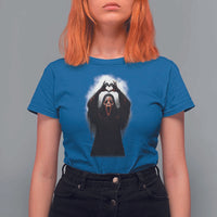 Funny Scary Face Ghost Hand Heart Sign Halloween T Shirt For Women - Wonder Print Shop
