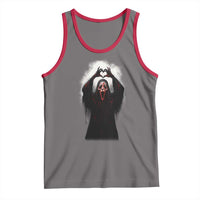 Funny Scary Face Ghost Hand Heart Sign Halloween Tank Top - Wonder Print Shop