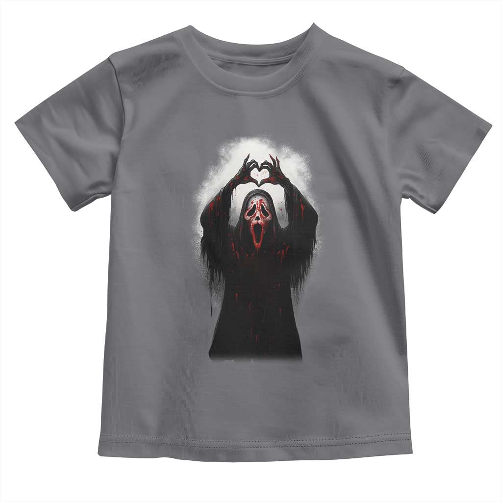 Funny Scary Face Ghost Hand Heart Sign Halloween Toddler T Shirt - Wonder Print Shop