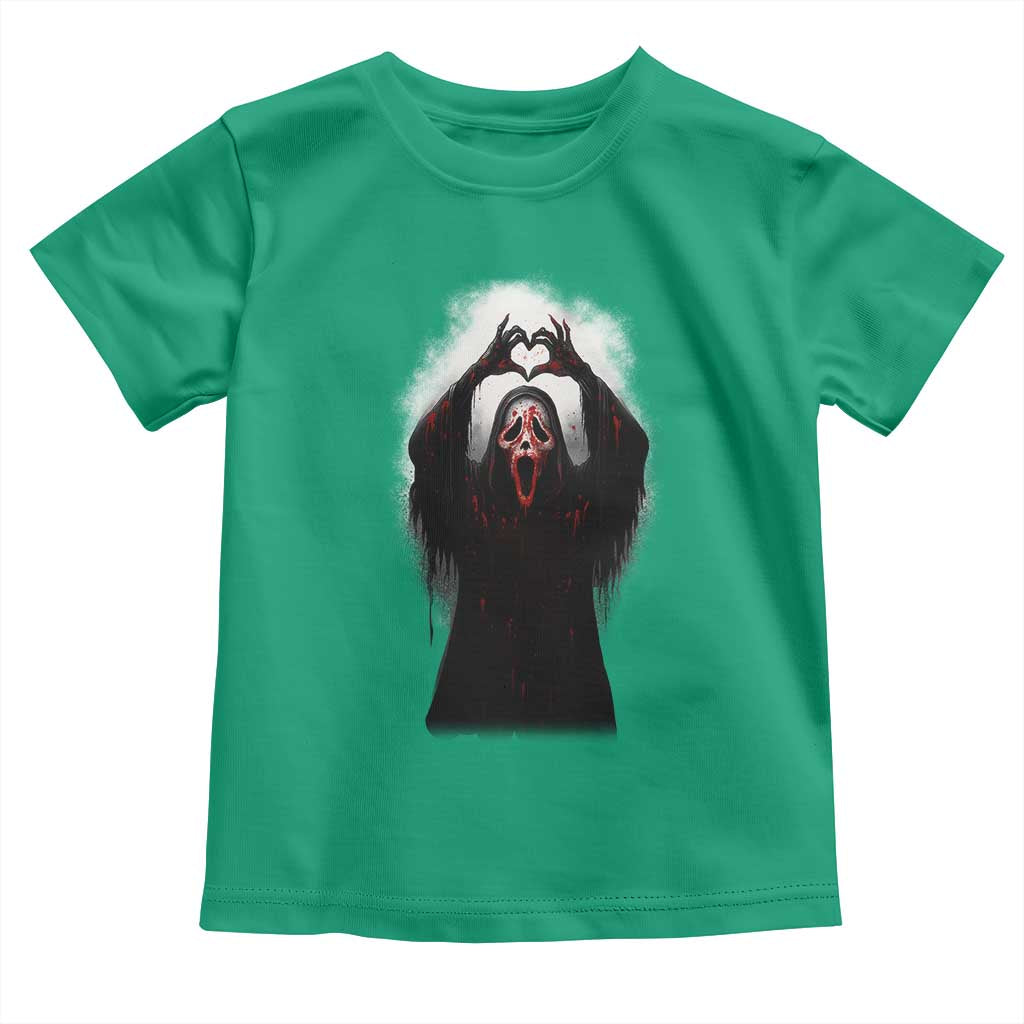 Funny Scary Face Ghost Hand Heart Sign Halloween Toddler T Shirt - Wonder Print Shop