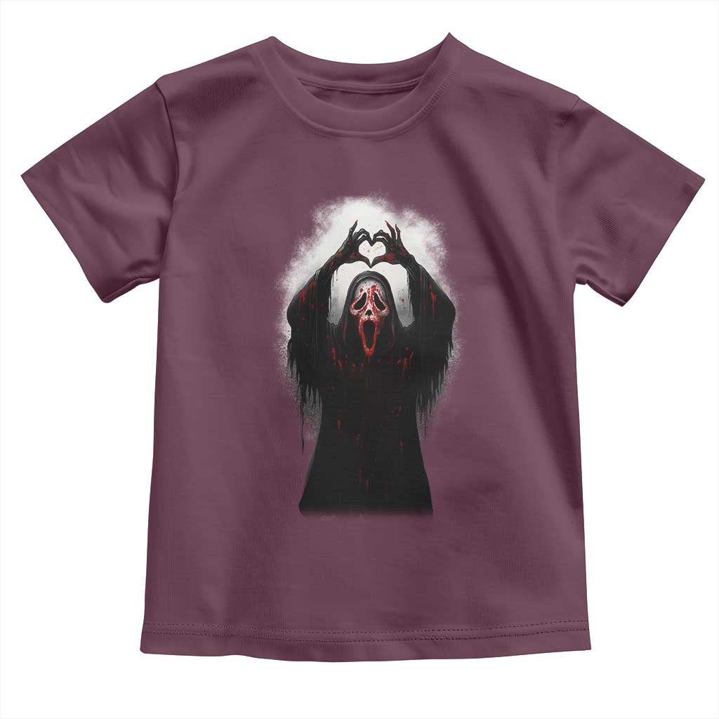 Funny Scary Face Ghost Hand Heart Sign Halloween Toddler T Shirt - Wonder Print Shop