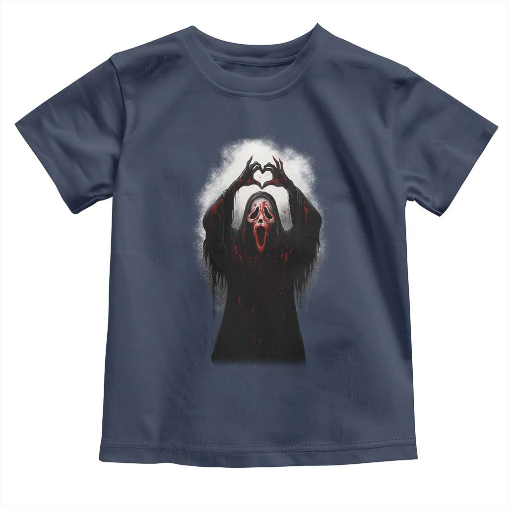 Funny Scary Face Ghost Hand Heart Sign Halloween Toddler T Shirt - Wonder Print Shop