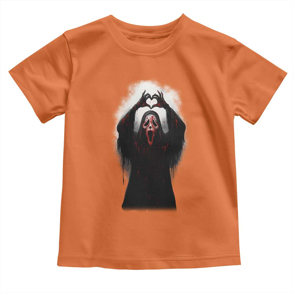 Funny Scary Face Ghost Hand Heart Sign Halloween Toddler T Shirt - Wonder Print Shop