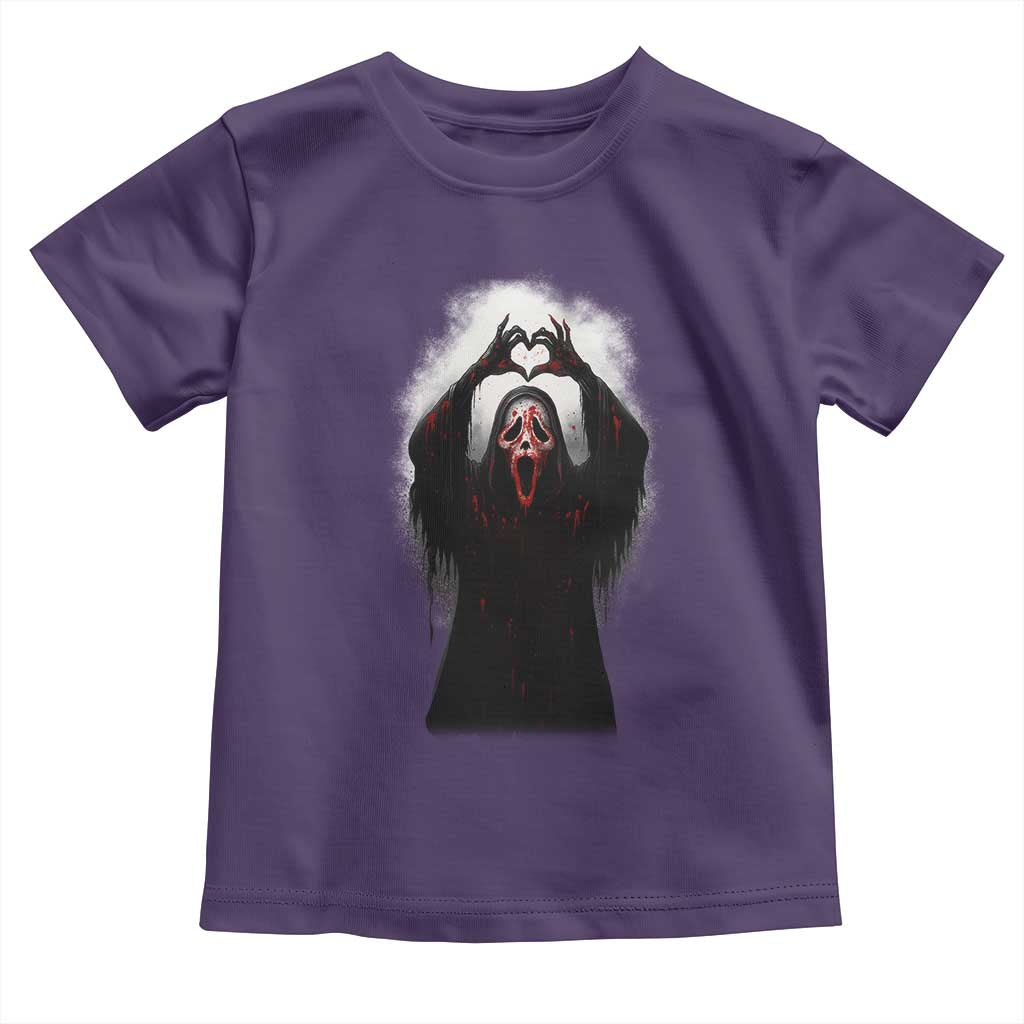 Funny Scary Face Ghost Hand Heart Sign Halloween Toddler T Shirt - Wonder Print Shop