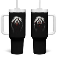 Funny Scary Face Ghost Hand Heart Sign Halloween Tumbler With Handle - Wonder Print Shop