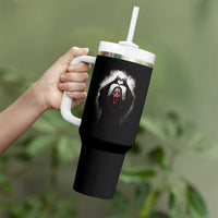 Funny Scary Face Ghost Hand Heart Sign Halloween Tumbler With Handle - Wonder Print Shop