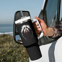 Funny Scary Face Ghost Hand Heart Sign Halloween Tumbler With Handle - Wonder Print Shop
