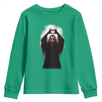 Funny Scary Face Ghost Hand Heart Sign Halloween Youth Sweatshirt - Wonder Print Shop