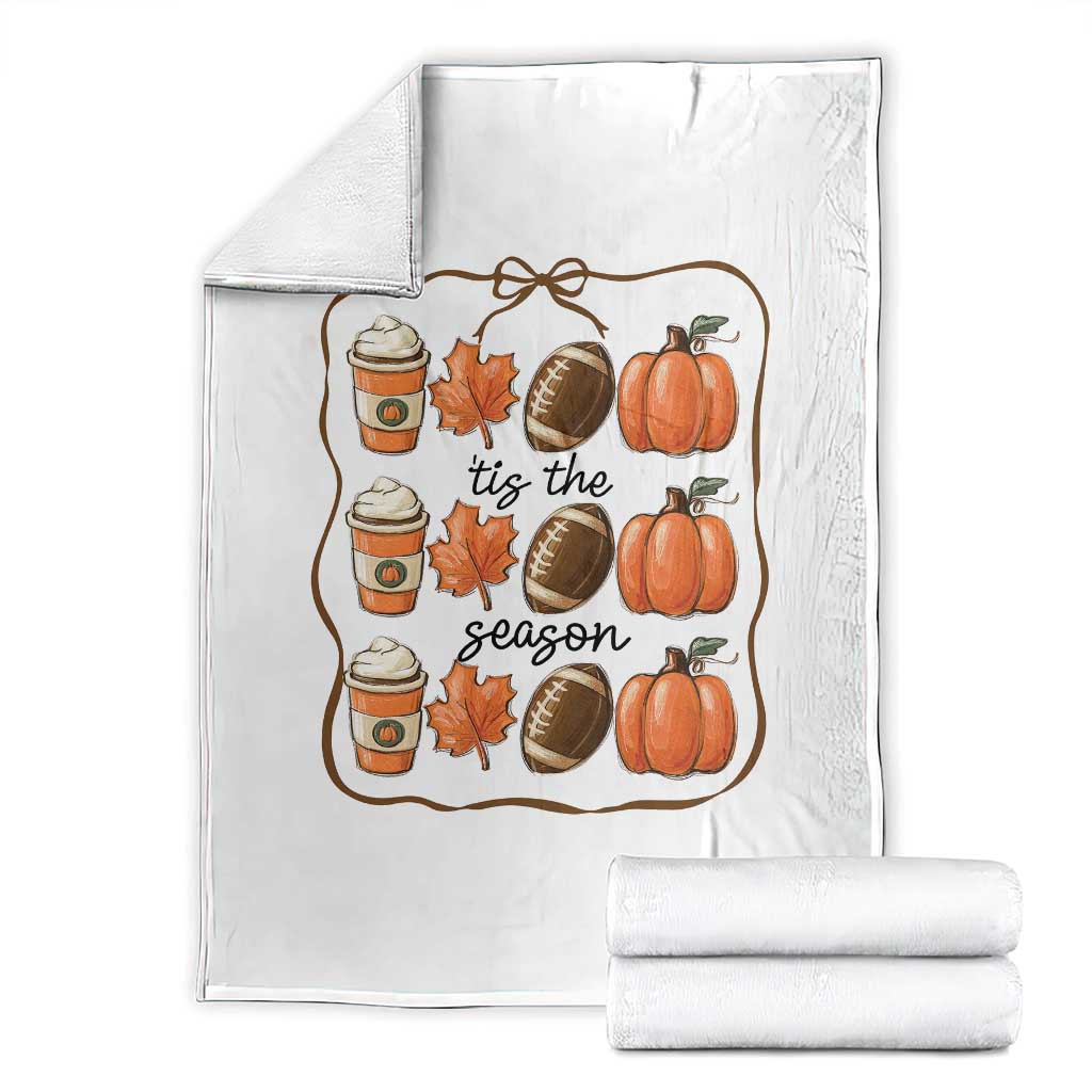 Tis The Season Fall Thanksgiving Throw Blanket American Football Pumpkin - Wonder Print Shop