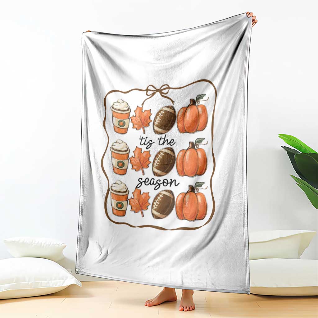 Tis The Season Fall Thanksgiving Throw Blanket American Football Pumpkin - Wonder Print Shop