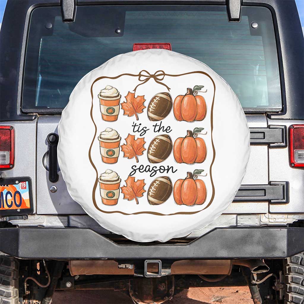 Tis The Season Fall Thanksgiving Spare Tire Cover American Football Pumpkin - Wonder Print Shop