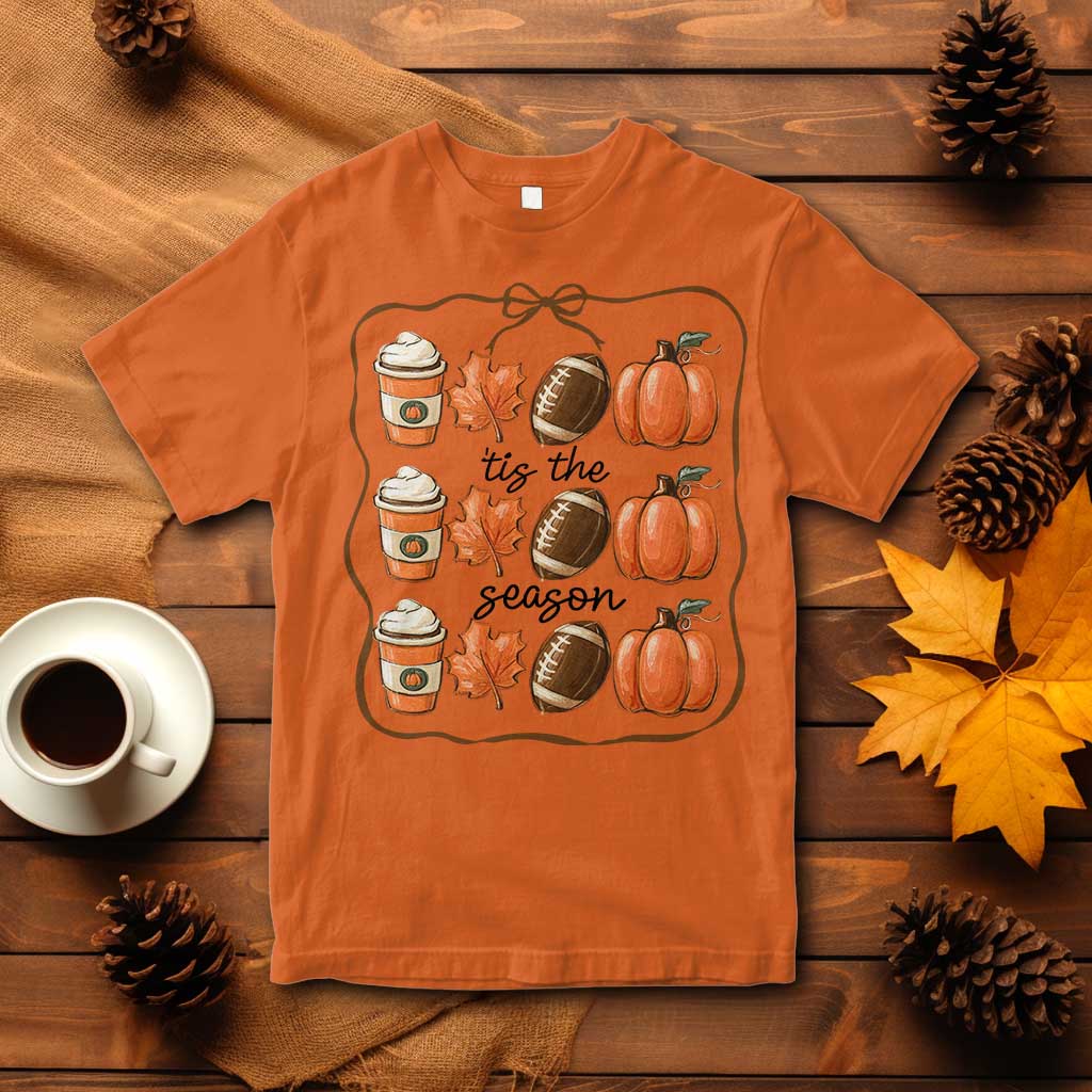 Tis The Season Fall Thanksgiving T Shirt American Football Pumpkin - Wonder Print Shop